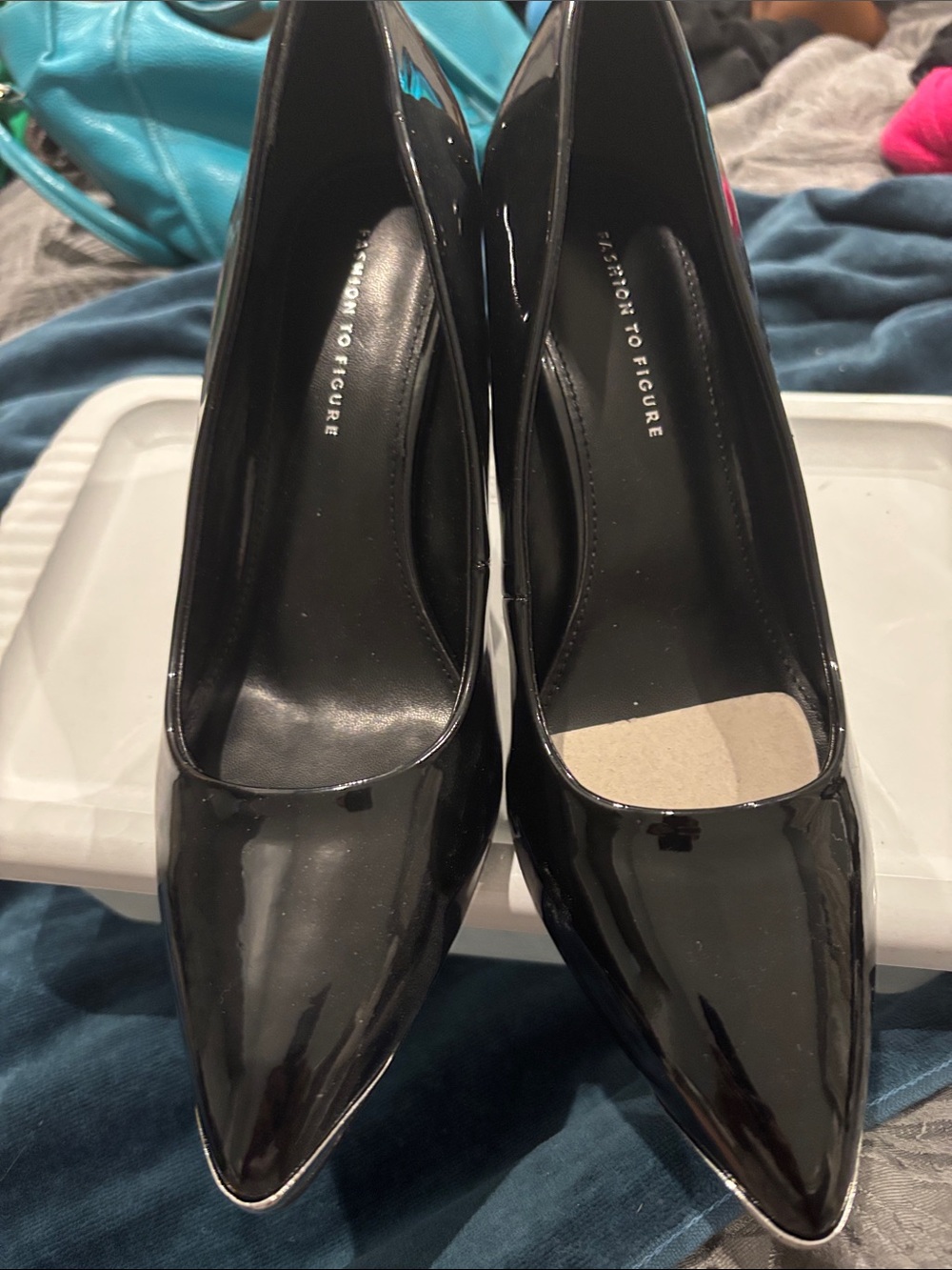 Fashion to Figure Black Patent Pointed Toe Heels